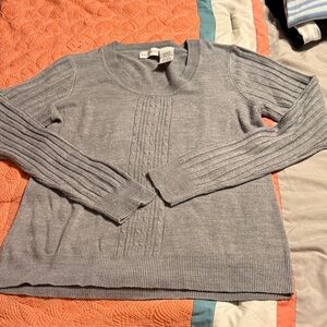 White Stag Light Gray Cable Knit Sweater